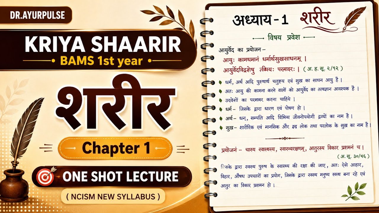 SHARIR | Chapter-1 | BAMS 1st Year Kriya Shaarir | NCISM Syllabus Based | Dr.AyurPulse