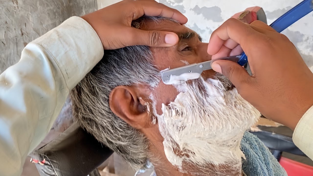 ASMR Fast Shave with Straight Razor in Barbershop | Big Beard Shaving