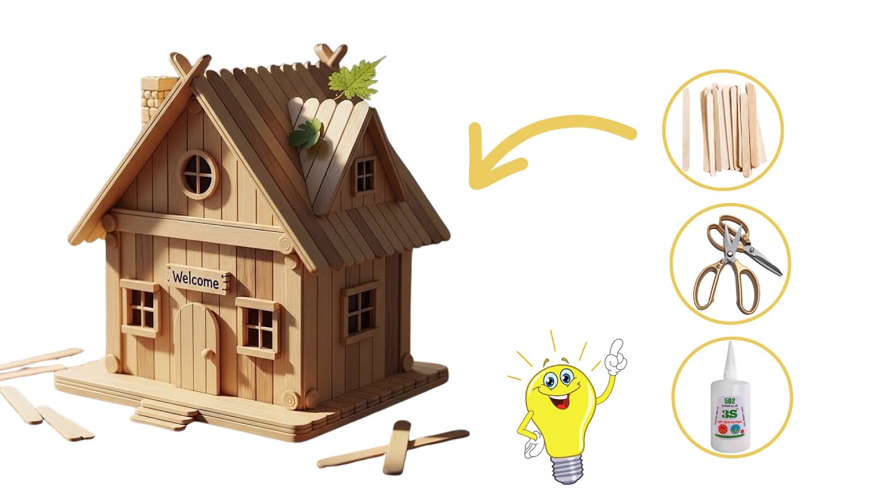 How to Build a Beautiful Wooden House | Popsicle Stick House #DIY  #MiniatureHouse #DIYMiniHouse