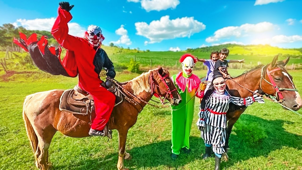 OS PALHAÇOS ANDARAM DE CAVALO PELA PRIMEIRA VEZ 🤣🤣🤣
