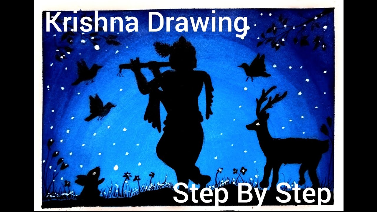How To Draw Shree Krishna Using Watercolor || Easy Krishna Drawing Step By Step