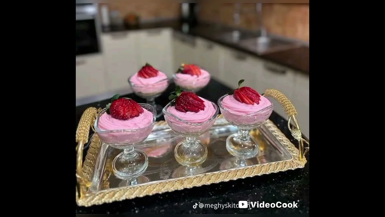  أروع تحلية الفراولة🍓🍧لسهراتكم الرمضانية🌙 بمكونات موجودة في كل بيت🏡الوصفةمكتوبة بالصور خطوة بخطوة✍️👆