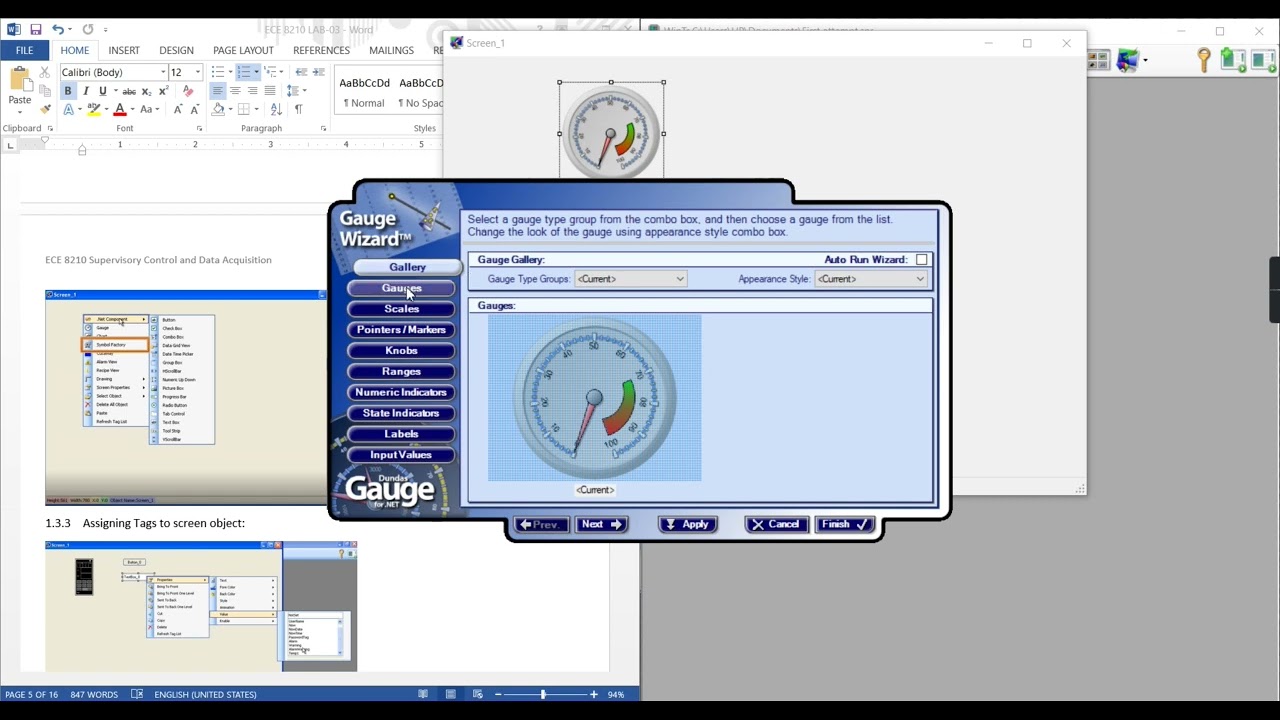 5- Designing the SCADA Screen Defining tags and developing screen for WinTR Scada software