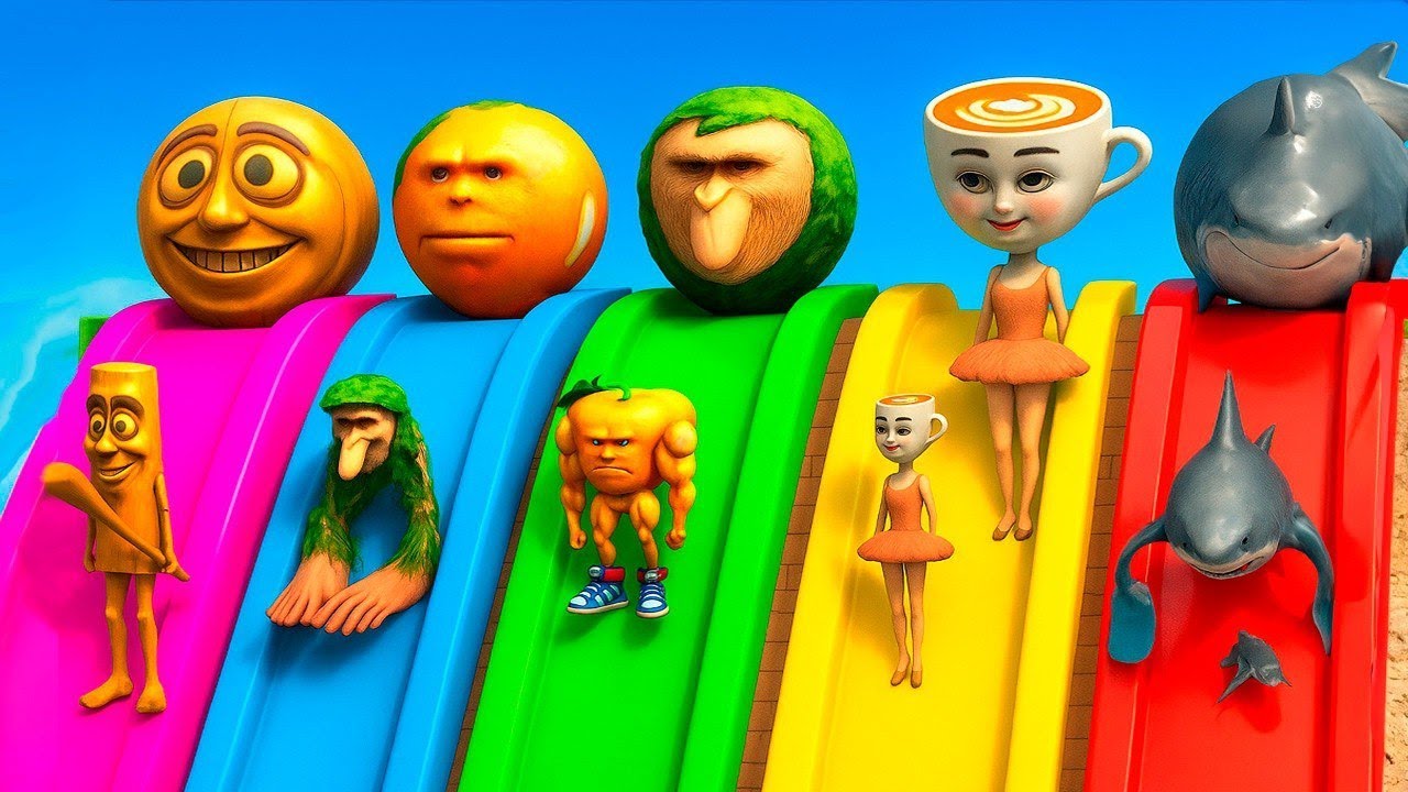 Long Slide Game With Italian Brainrot Tung Tung Sahur Ballerina Cappuccina 3d Funny Animal Game