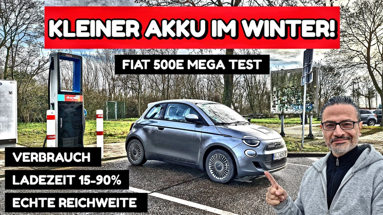 Kleine Batterie im Winter? Fiat 500e Icon Reichweite & Ladezeit 15-90%. Wintertest. Elektroauto
