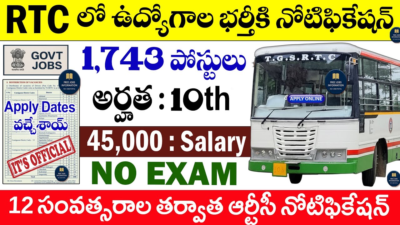 🚨 TGSRTC Notification 2025 | Telangana RTC Jobs 2025 | Driver & Shramik Recruitment Full Details