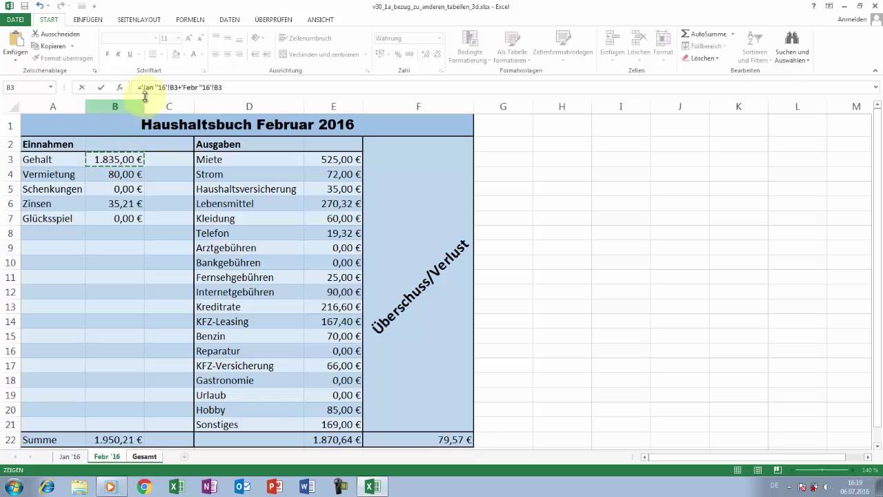 Excel Tipps und Tricks #30 In Formeln Bezug zu anderen Tabellen nehmen / 3D-Bezug