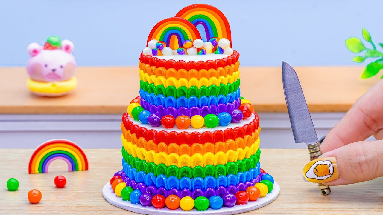 Miniature Rainbow Cake Decorating 🍫🌈 ASMR Amazing Rainbow Chocolate Buttercream Cake