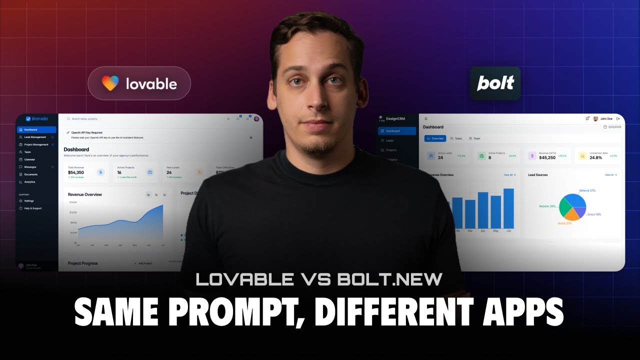 Bolt.dev vs Lovable.dev: Build & Deploy a Full CRM App with AI & Auth Integration