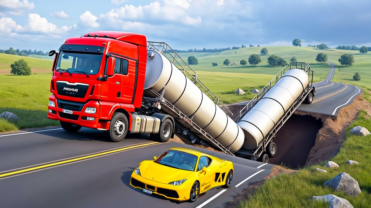 Cars vs The Worst DEEP Pit Bridge Challenge #3 - BeamNG drive Fails & Crashes
