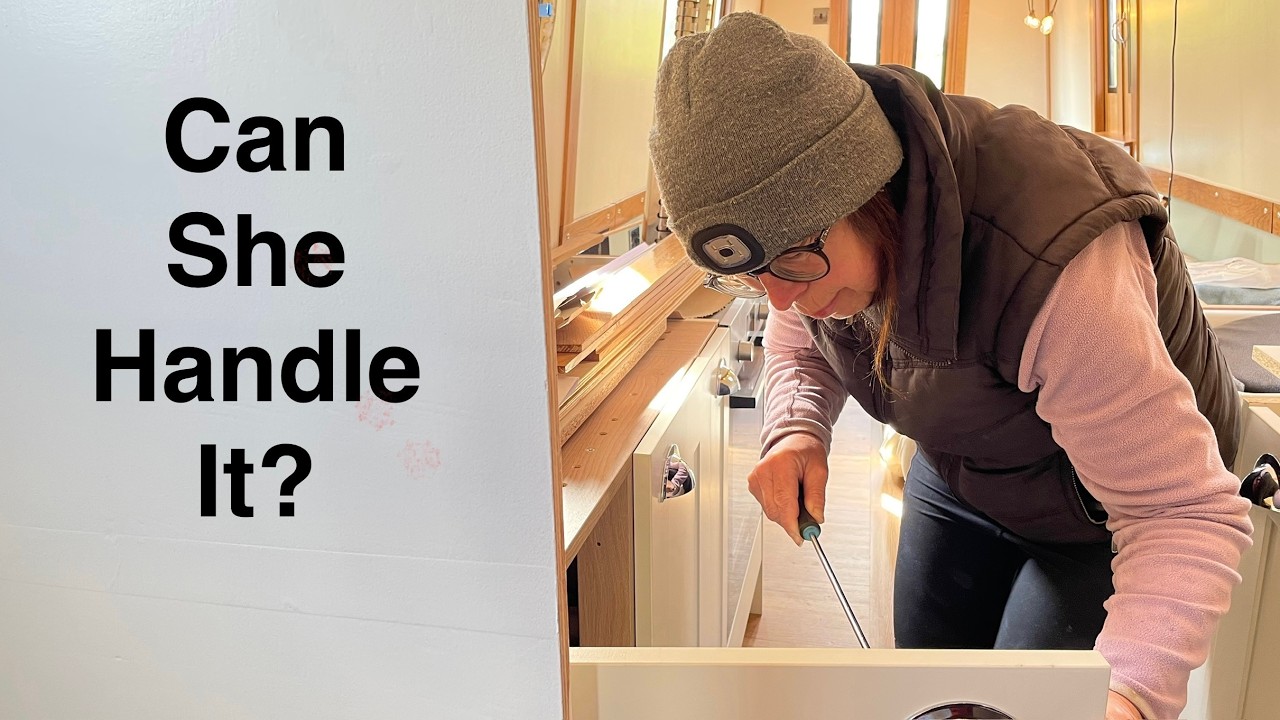 Narrowboat self build Ep 98 Kitchen, fridge, oven and handles