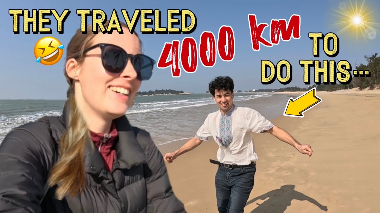 My Uyghur friends see the ocean for the first time!! 🏖 我的维吾尔族朋友第一次看海，他们的反应太可爱了！！