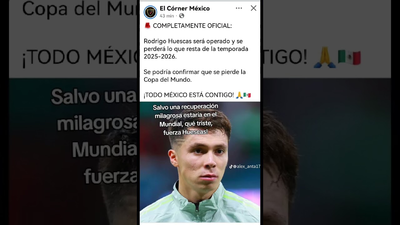 Huescas se pierde el Mundial 2026 tras lesi&oacute;n en la Rodilla #parati #short #huescas #mundial2026