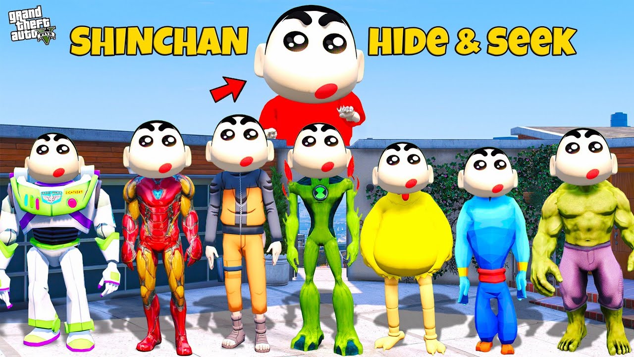 Shinchan & Franklin Playing Shinchan Different Head Hide and Seek in GTA 5