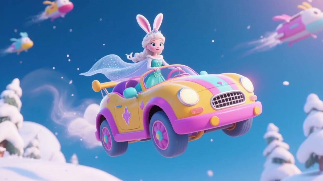Flying High Car Adventure with Elsa & Bunny! 🏎️🐰 Magical Fun for Kids