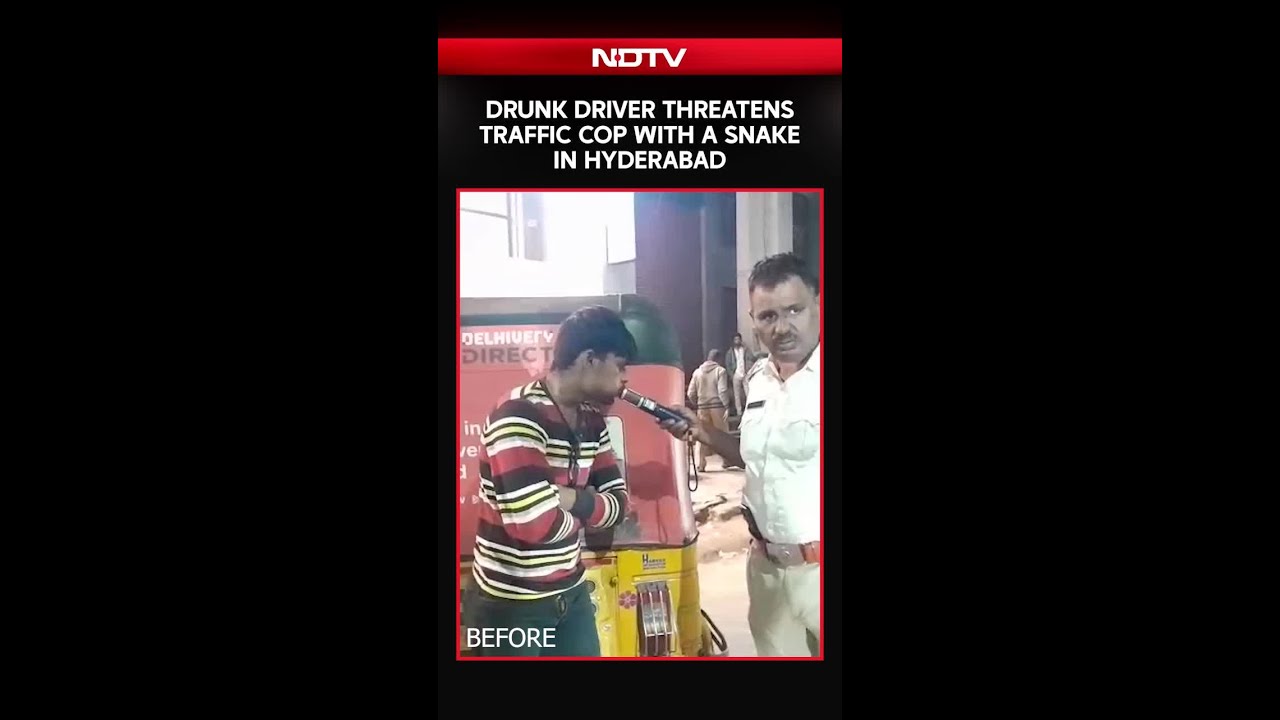 Cop Stops Auto-Rickshaw, Then Drunk Driver Threatens Him With A Snake