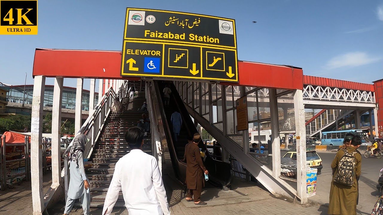 [4K] Walking tour in Faizabad Metro Station, Rawalpindi, Pakistan