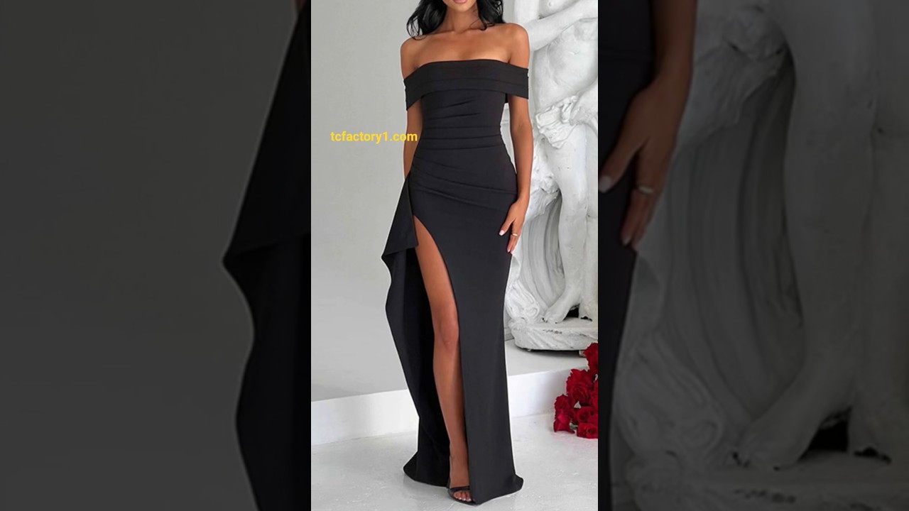 Off-Shoulder High Slit Maxi Dress 