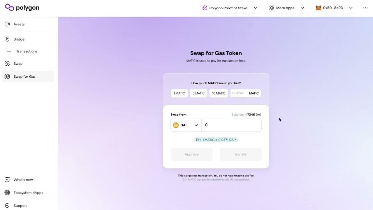 Swap For Gas Polygon Wallet