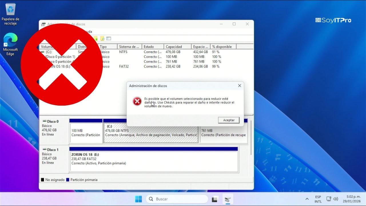Error al reducir volumen en Windows ¿Cómo usar Chkdsk para corregirlo?