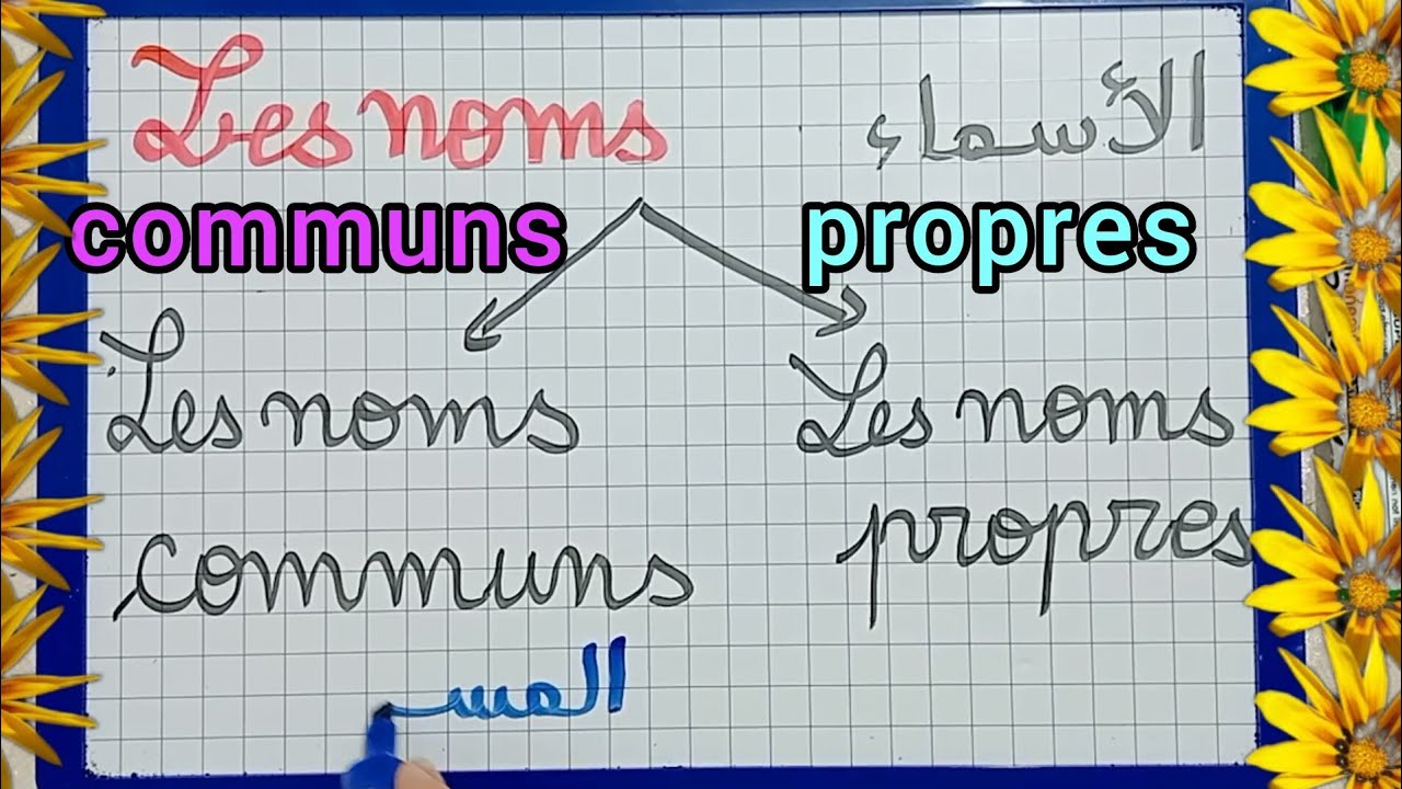 الدرس109:أقسام الإسم في اللغة الفرنسية/ les noms communs   et les noms propres ( شرح مبسط للمبتدئين)