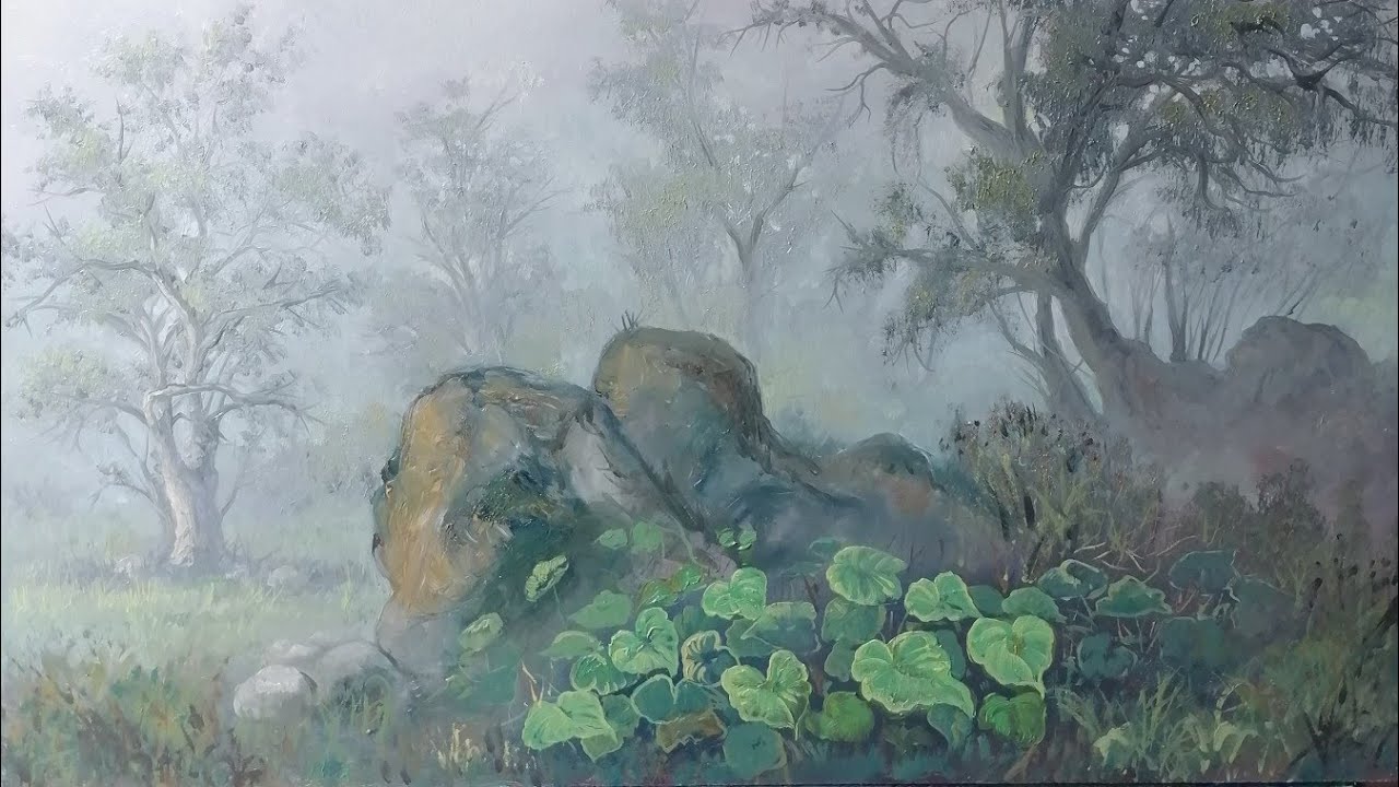 pintando PAISAJE con mucha ATMÓSFERA. oleo sobre MDF.