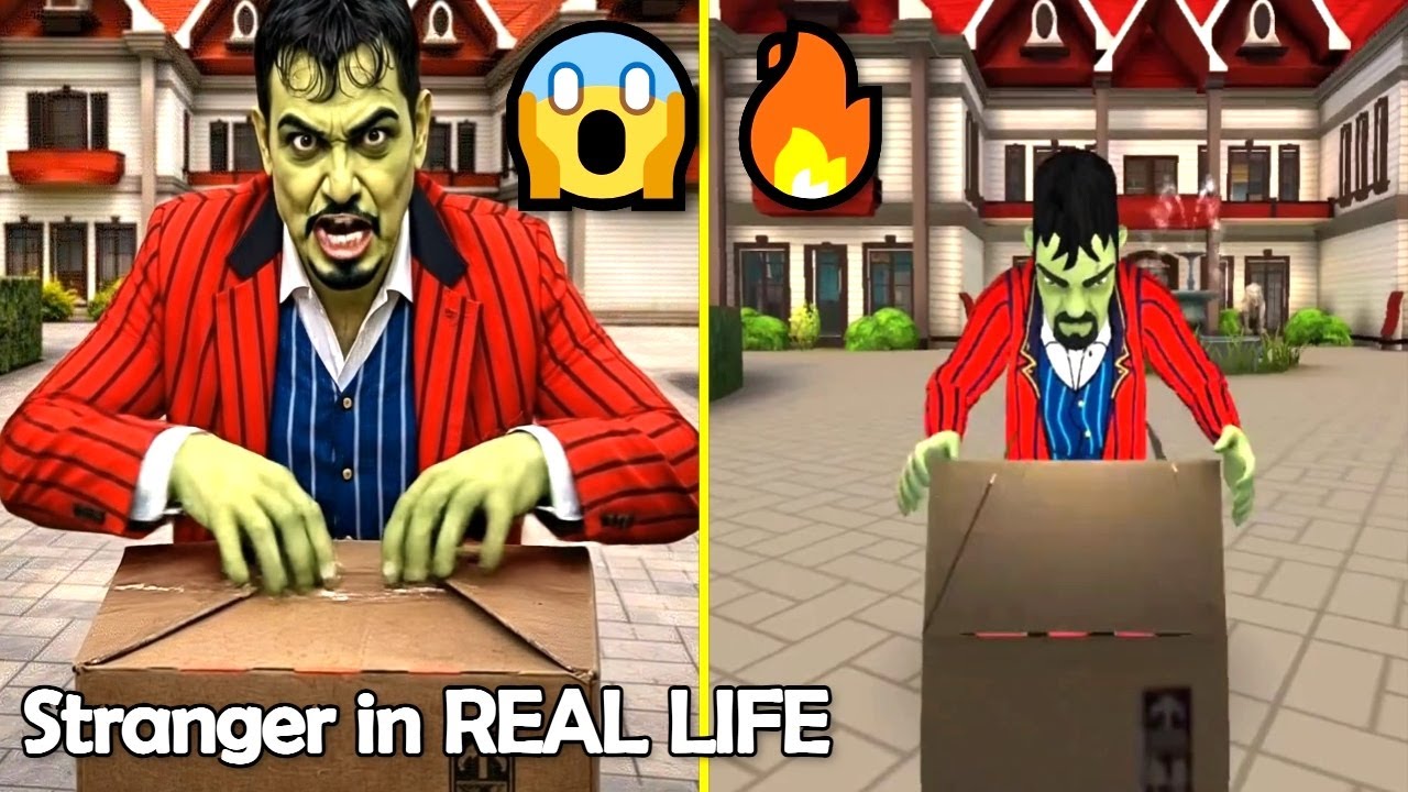 SCARY STRANGER 3D Mobile Game vs Real Life Challenge 😱