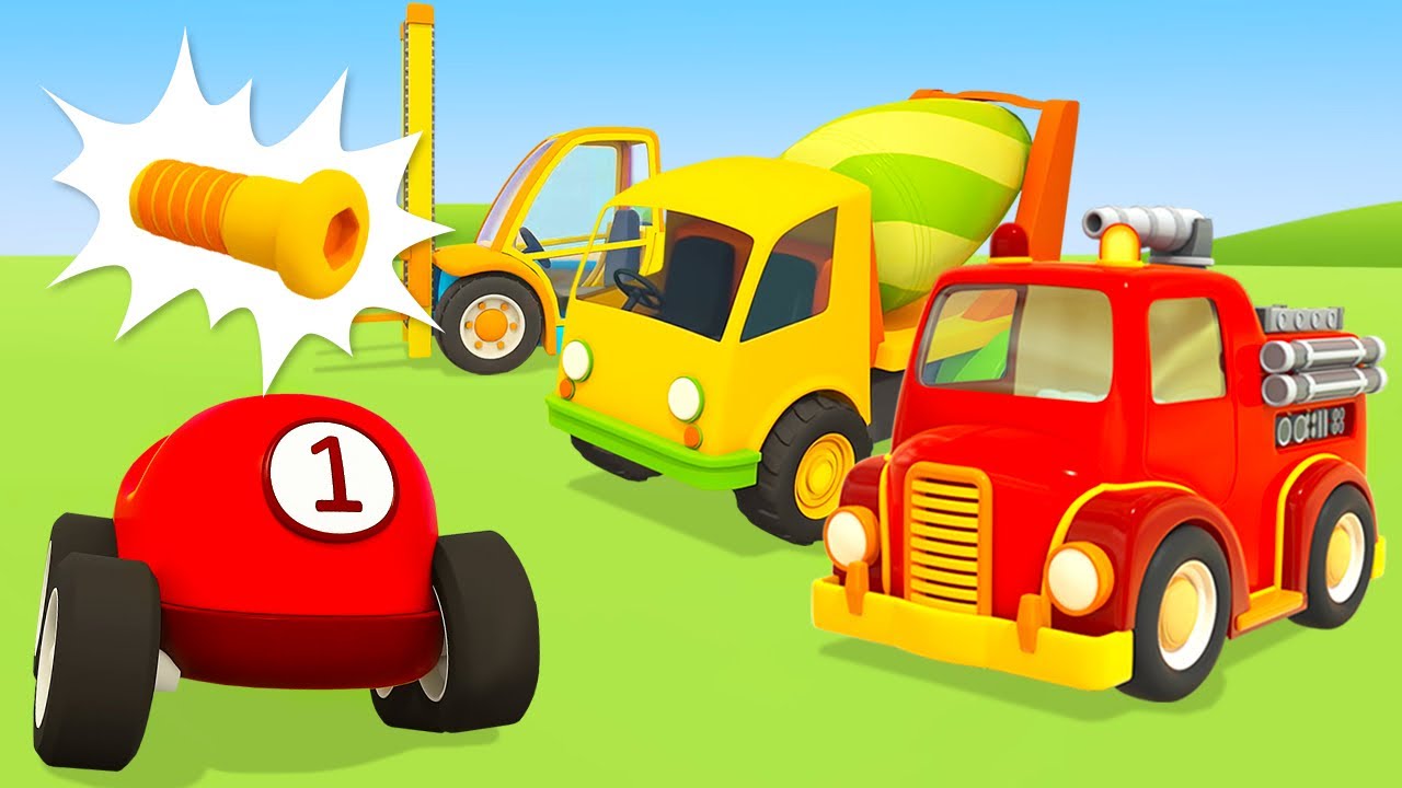 Qual carro perdeu o parafuso? Desenhos animados. Desenho animado infantil. Veículos de serviço