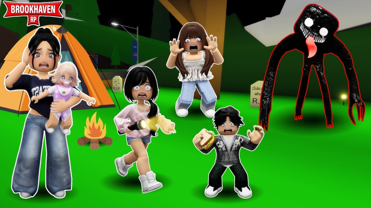 SOBREVIVIMOS AL ATAQUE DE MONSTRUOS DEL CEMENTERIO DE BROOKHAVEN CON MIS HIJOS #roblox #brookhaven