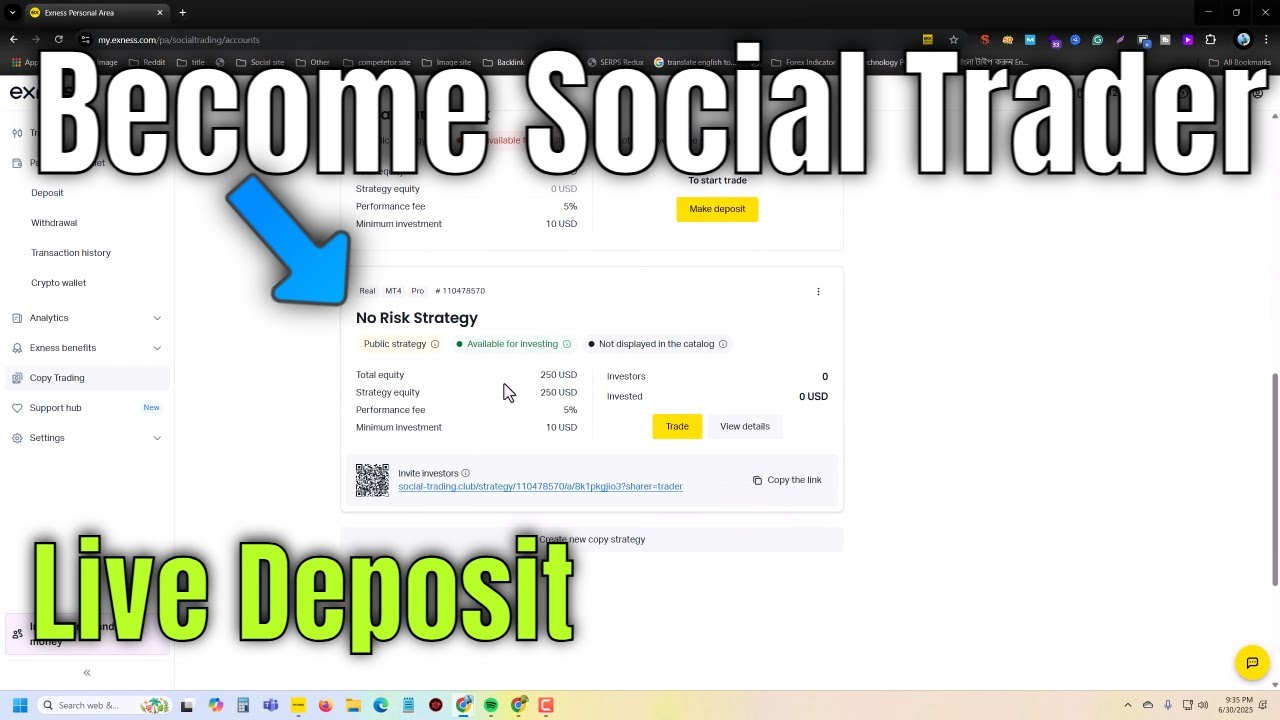 How to create social trading account in Exness | Live Depside Exness Copy Trader account