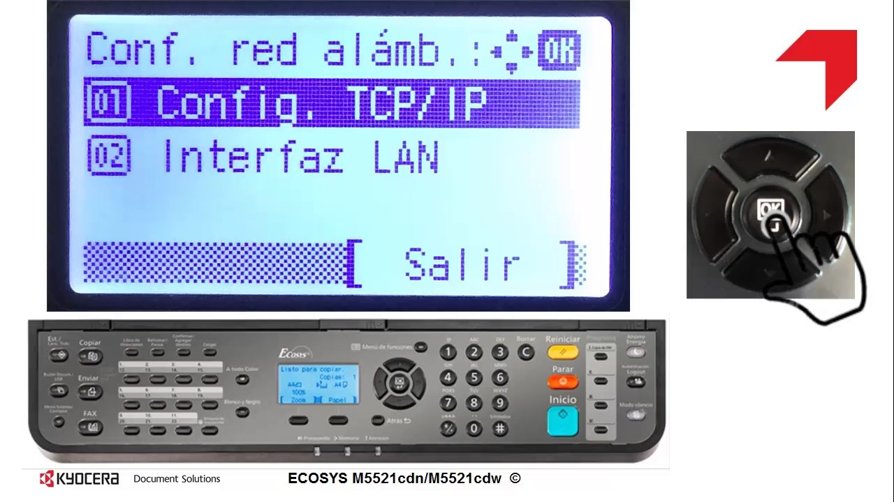 ECOSYS M5521cdn Configuración de red Ethernet en su multifuncional
