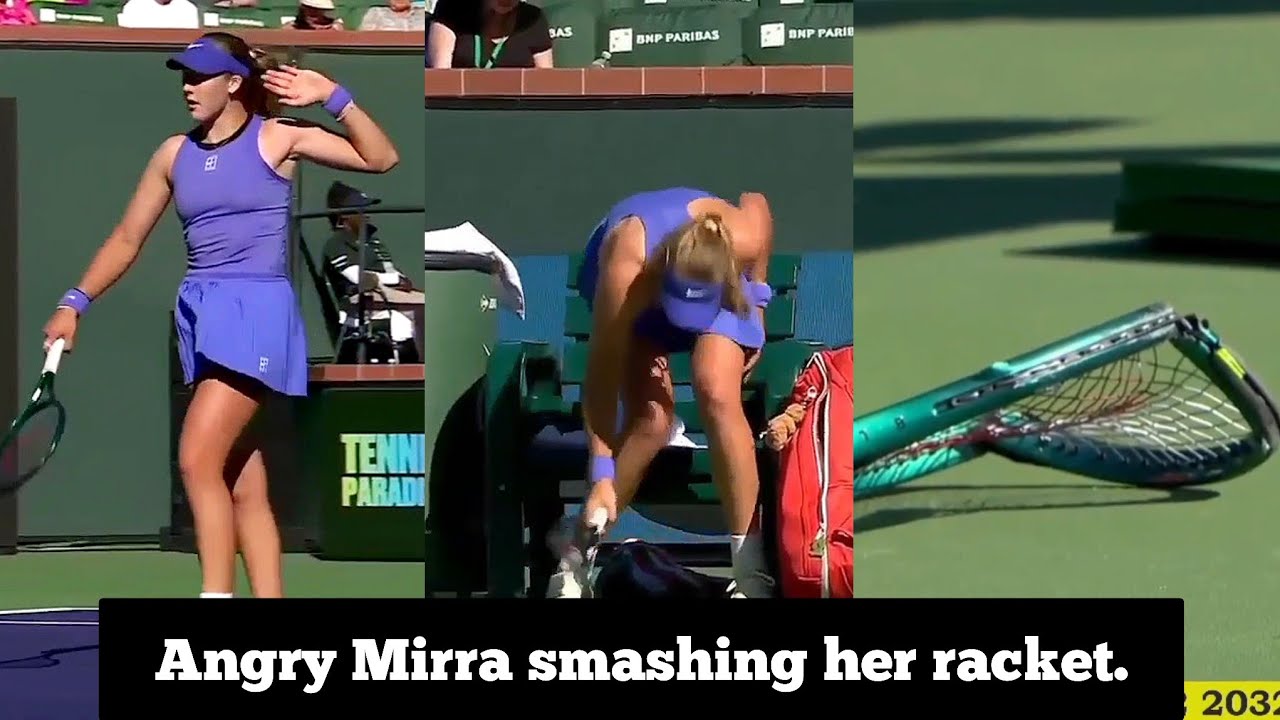 Mirra Andreeva VERY Angry Smashes racket and receive Code Violation - Indian Wells 2026