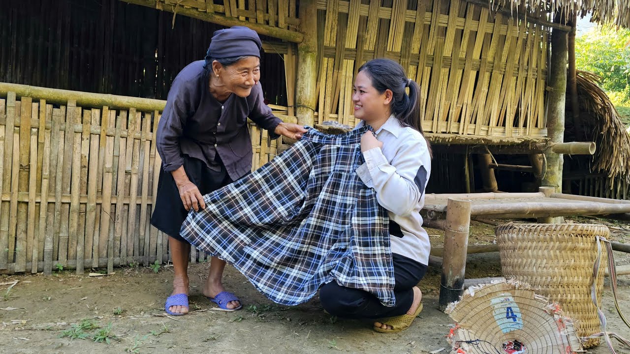 The kind old lady bought the homeless girl a new shirt, which surprised her.