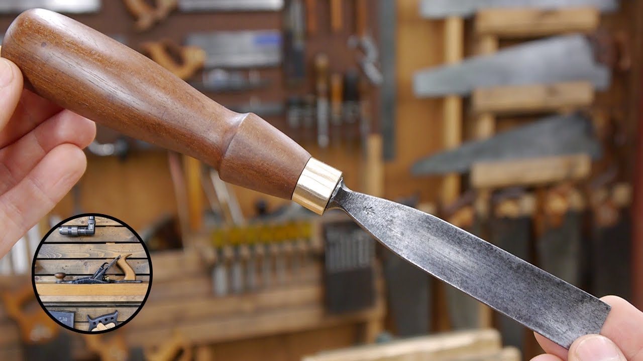 200-year old carving gouge restoration | Making a traditional turned chisel handle with hand tools