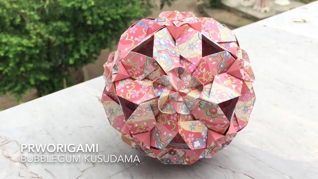 Bubblegum Kusudama - PrwOrigami Folding Tutorial 【くす玉・折り紙】