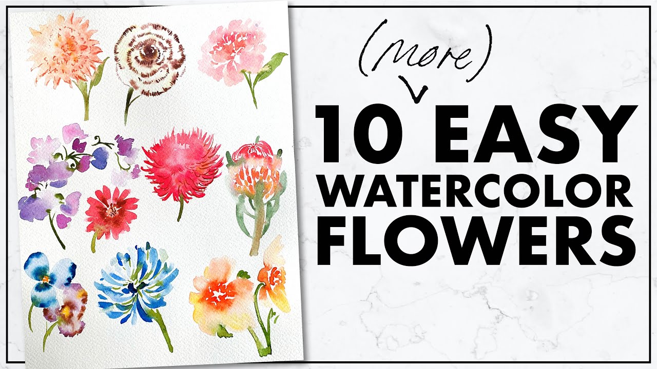 Easiest Way to Paint TEN (MORE) Flowers with Watercolor!