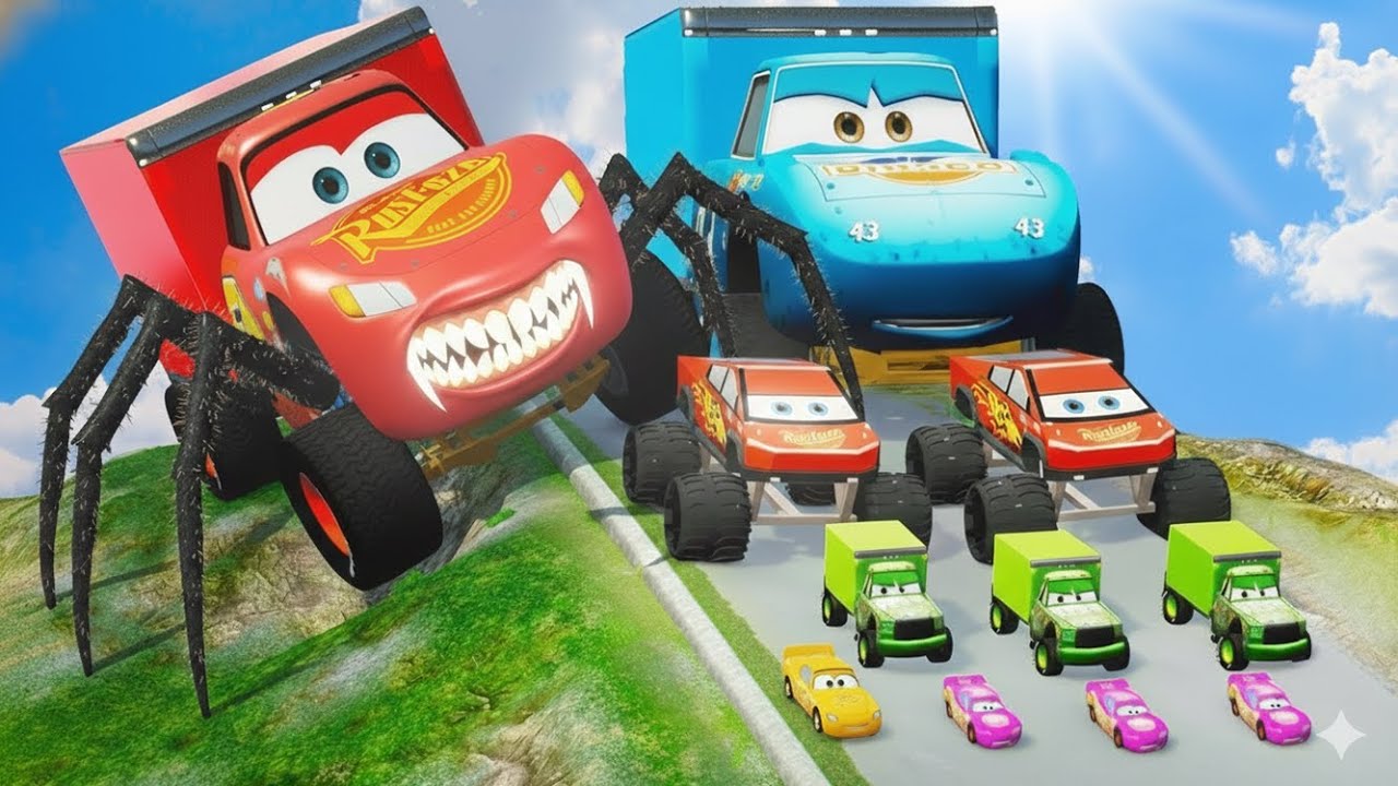 ALL MONSTERS Big & Small Cars McQueen Transportation with BUS EATER vs Cars EATER BeamNG.Drive
