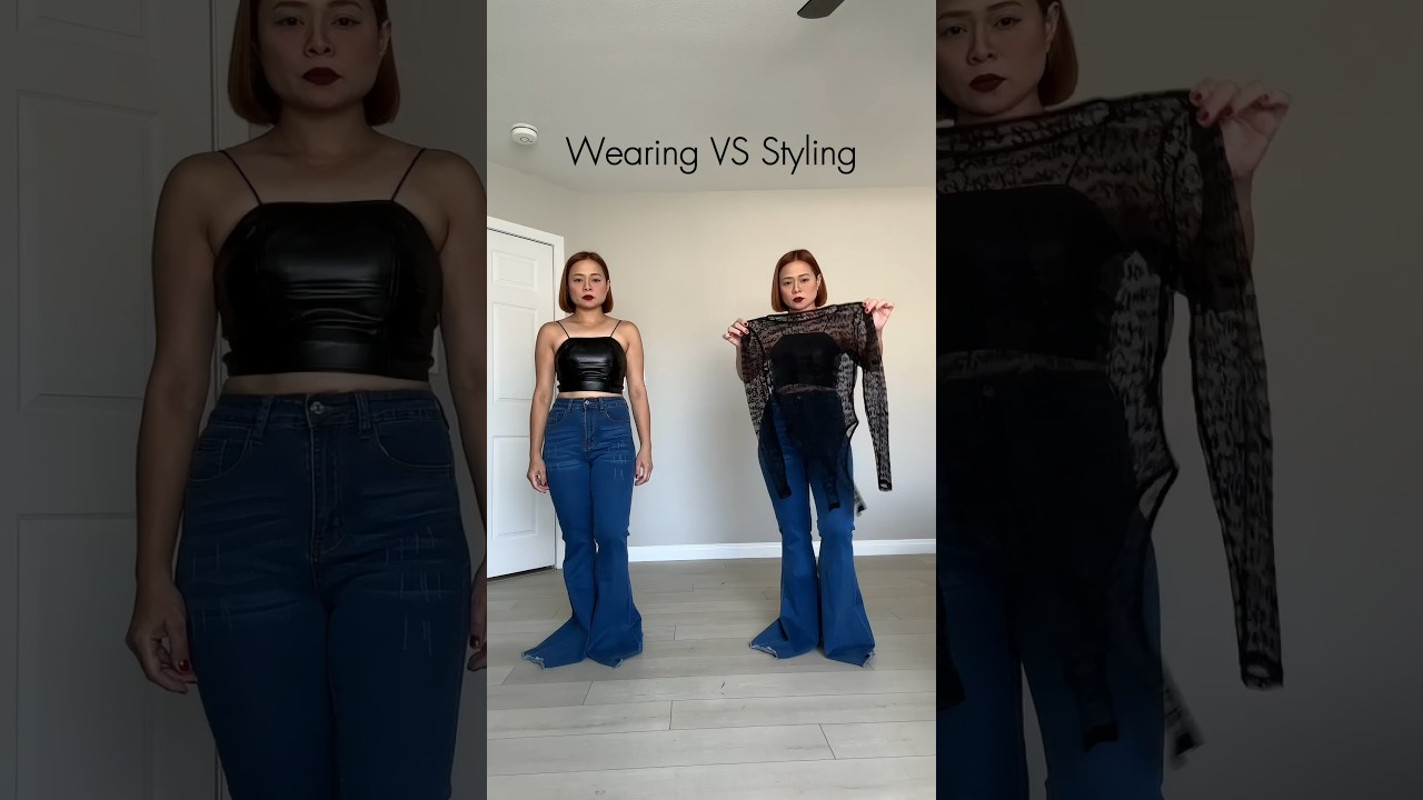 Wearing VS Styling - Leather Top 🖤 #shorts