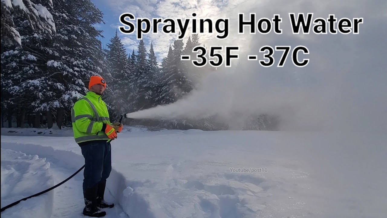Frigid Air vs Boiling Water Through Hose Vaporizes Before Touching Ground