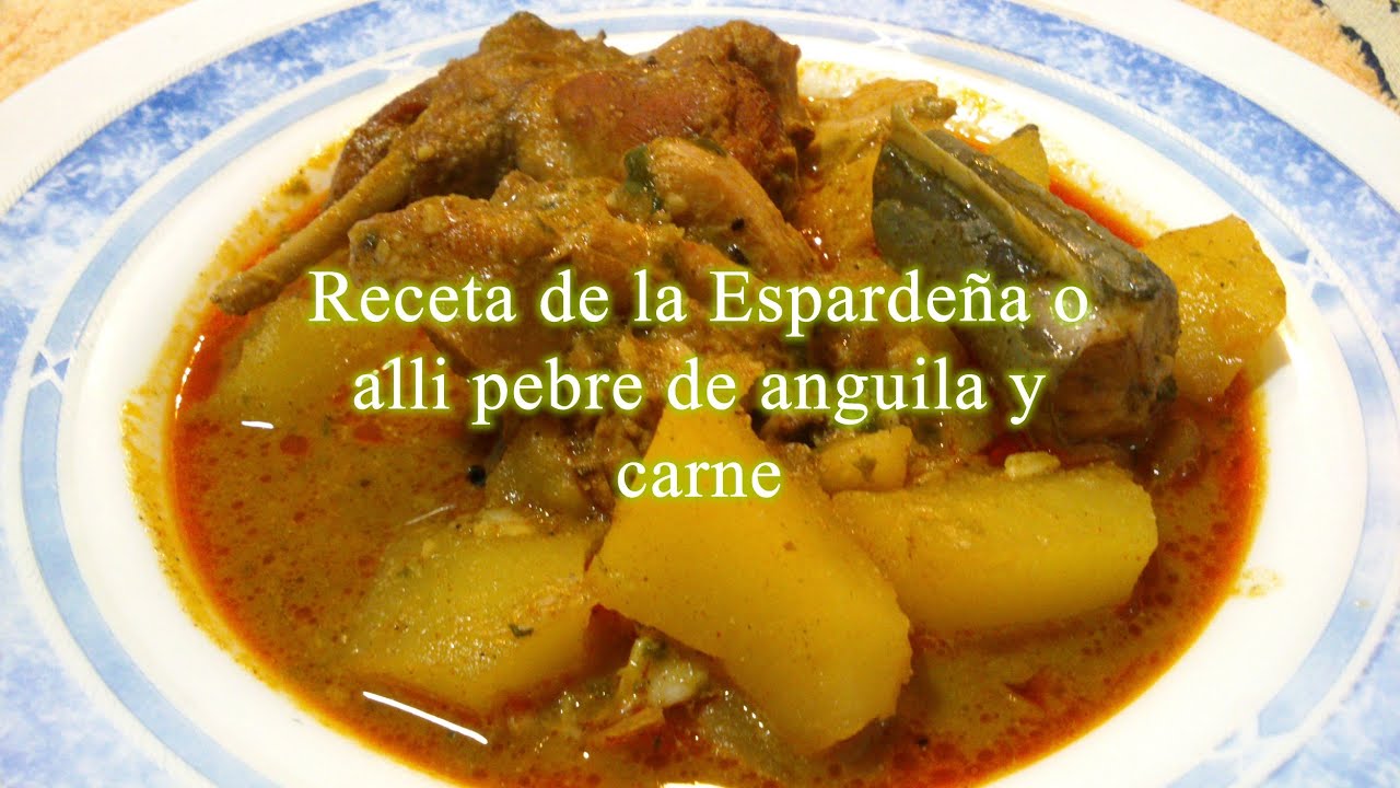 Receta de la espadeña o alli pebre de anguilas, pollo y conejo