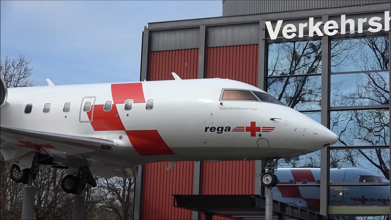 Rega Airplane, Swiss Air Ambulance. Verkehrshaus, Lucerne, Switzerland