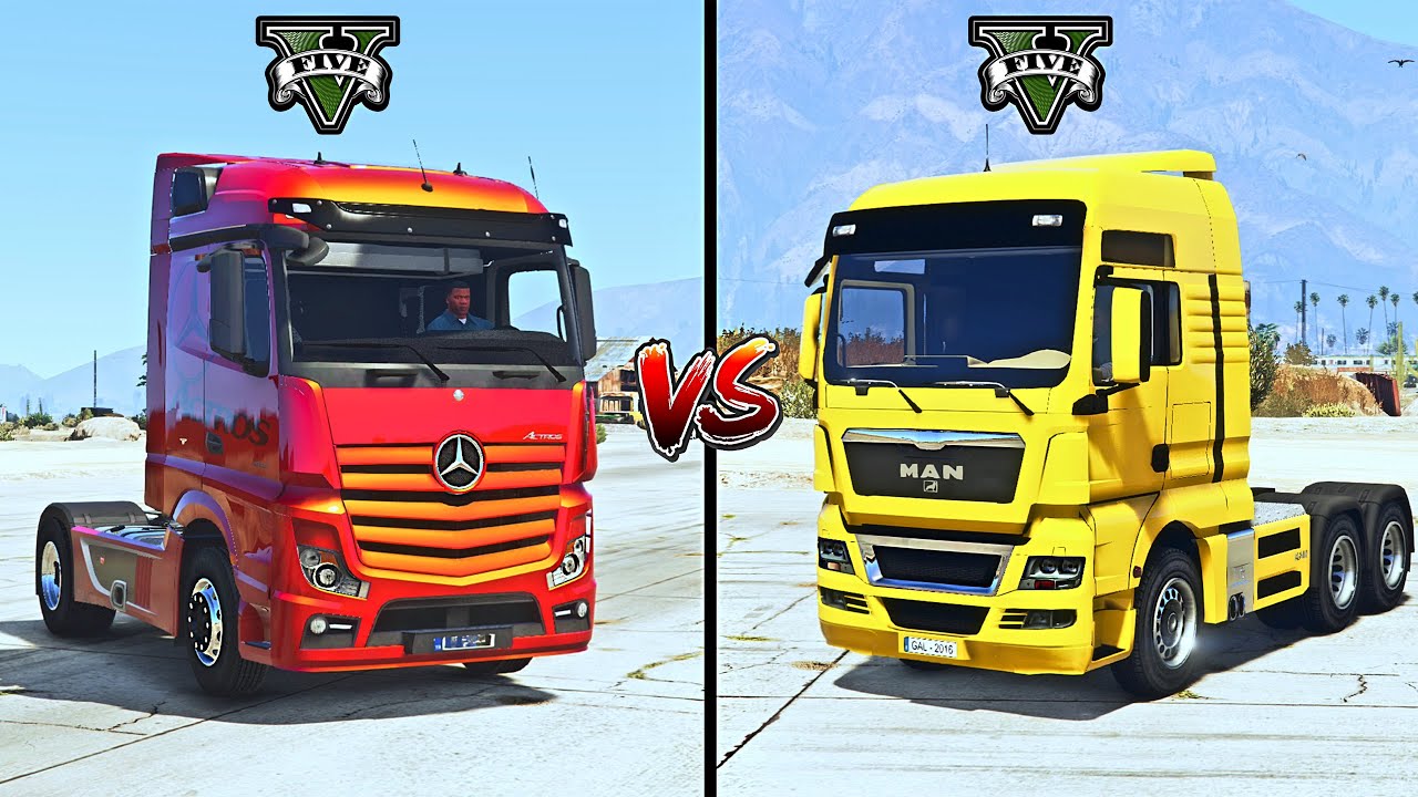 GTA 5 MERCEDES ACTROS TRUCK VS GTA 5 MAN EURO TRUCK | PART 2 | - WHICH IS BEST?