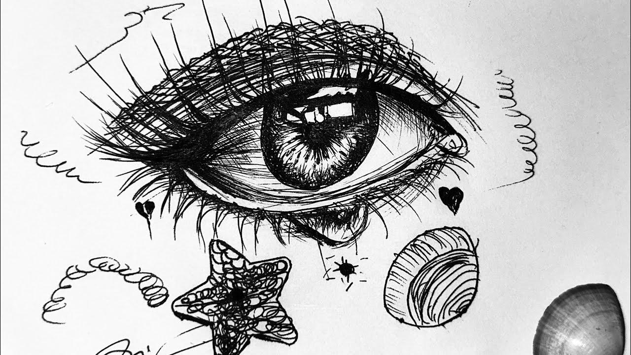 How to Draw a Realistic Eye with Ink Pen | Step by Step Ink Drawing Tutorial#inkart #ballpointpen 
