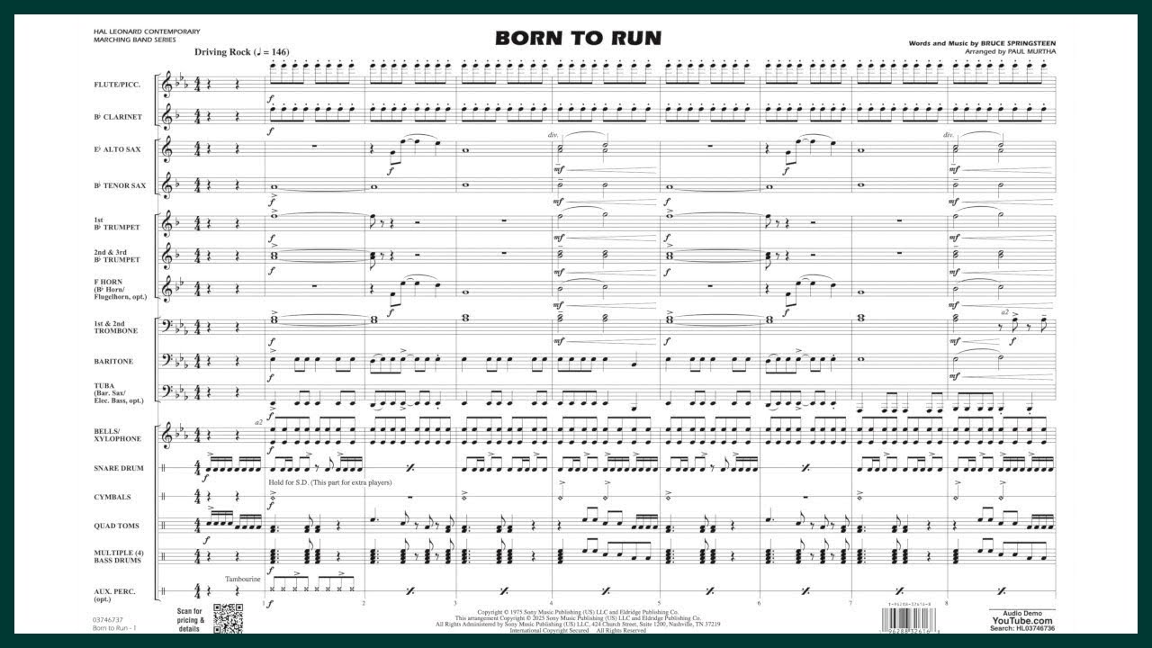 Born To Run by Bruce Springsteen | Arr. Paul Murtha