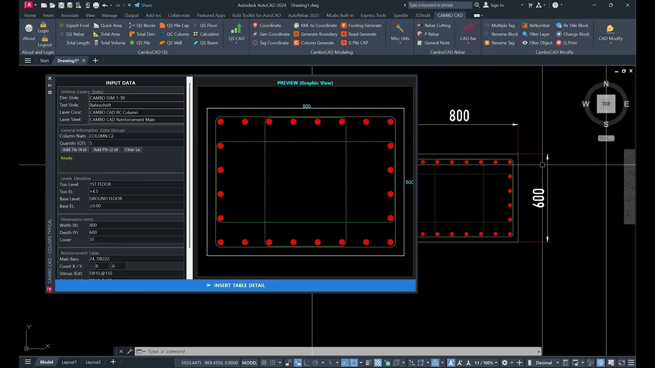 Column Typical CAMBO CAD