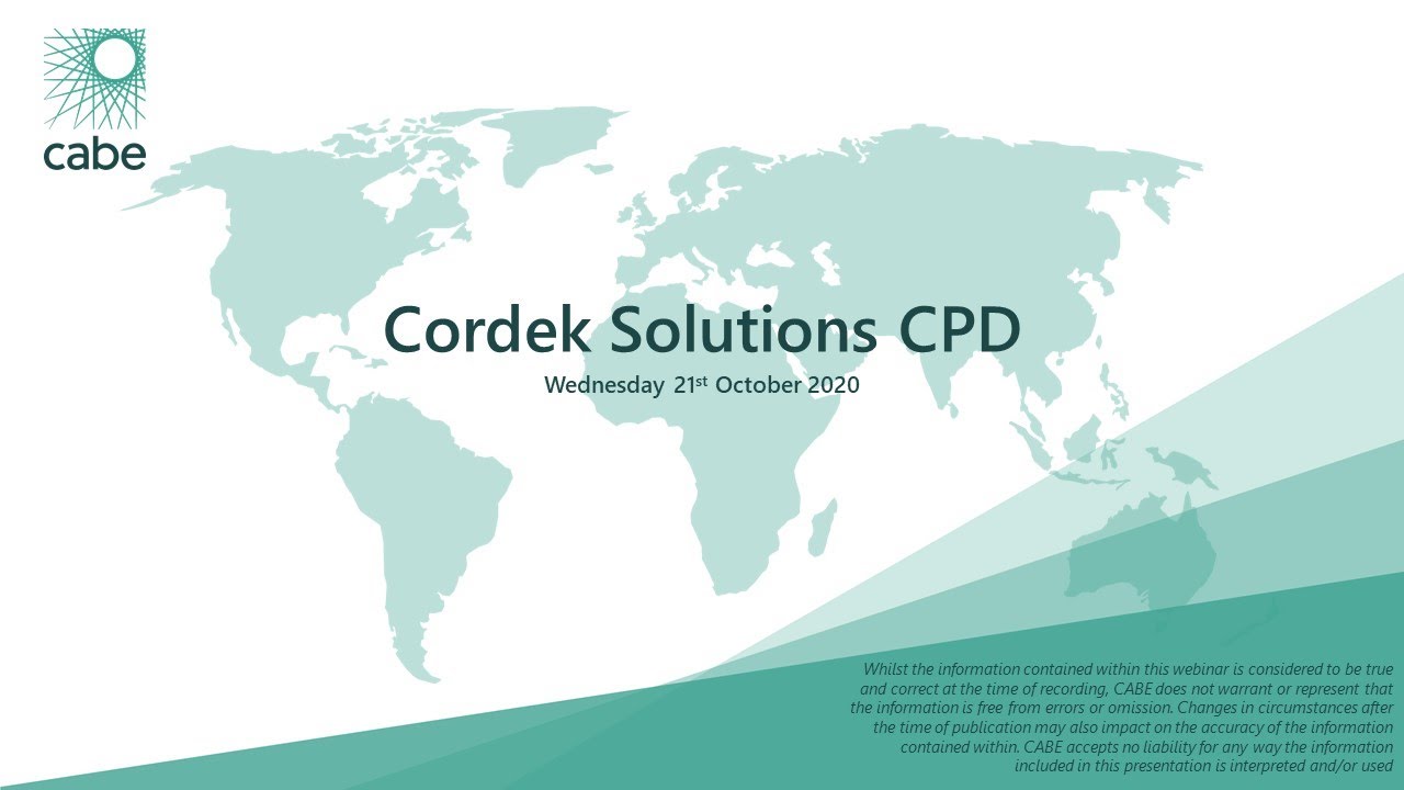 Webinar: Cordek Solutions CPD