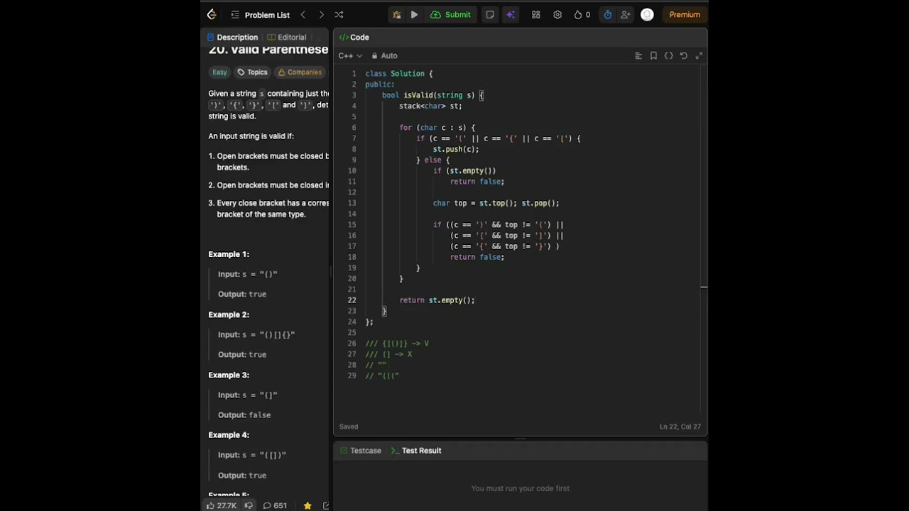 LeetCode Easy 但面試必考｜Valid Parentheses｜Stack 思維一次講清楚