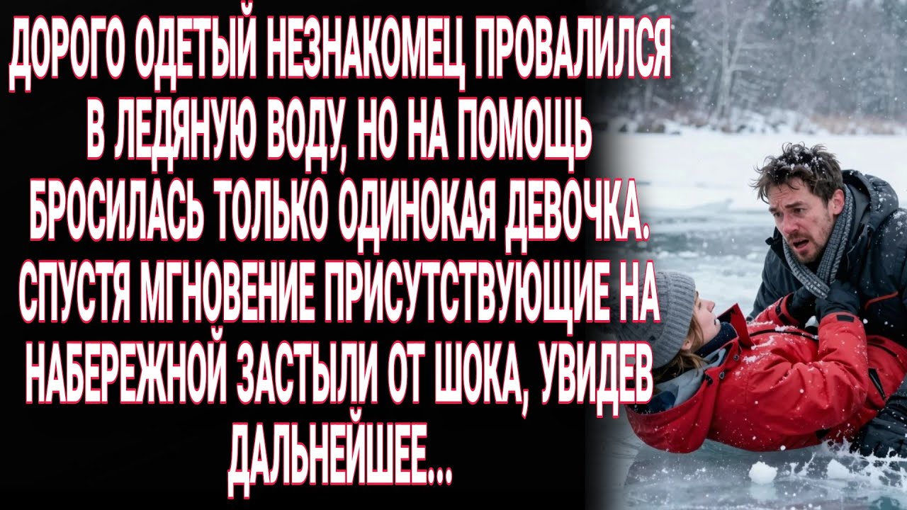 Незнакомец провалился под лед, и лишь девочка бросилась на помощь. Прохожие застыли от увиденного...