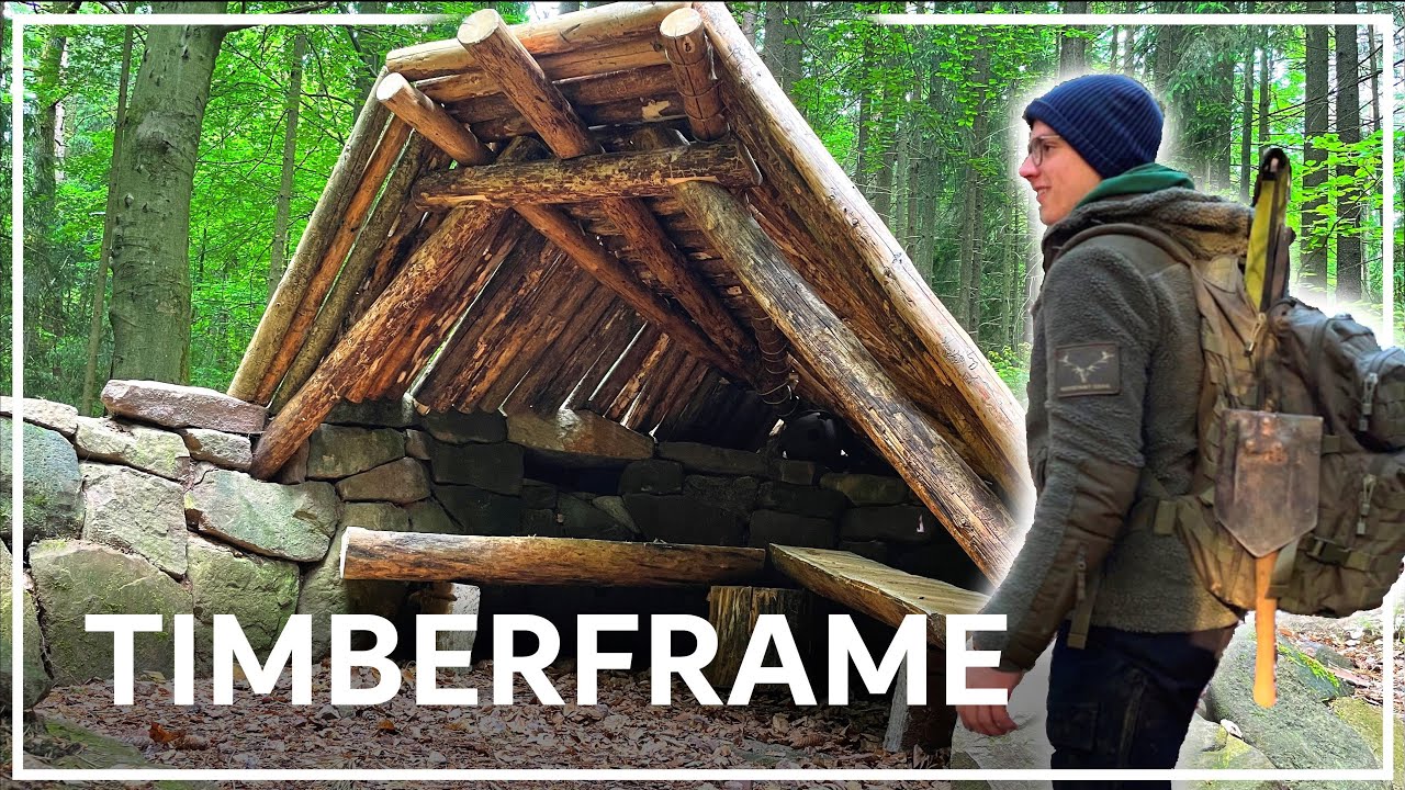Bushcraft Timberframe Hut - 1 year progress // JustRandomPfusch