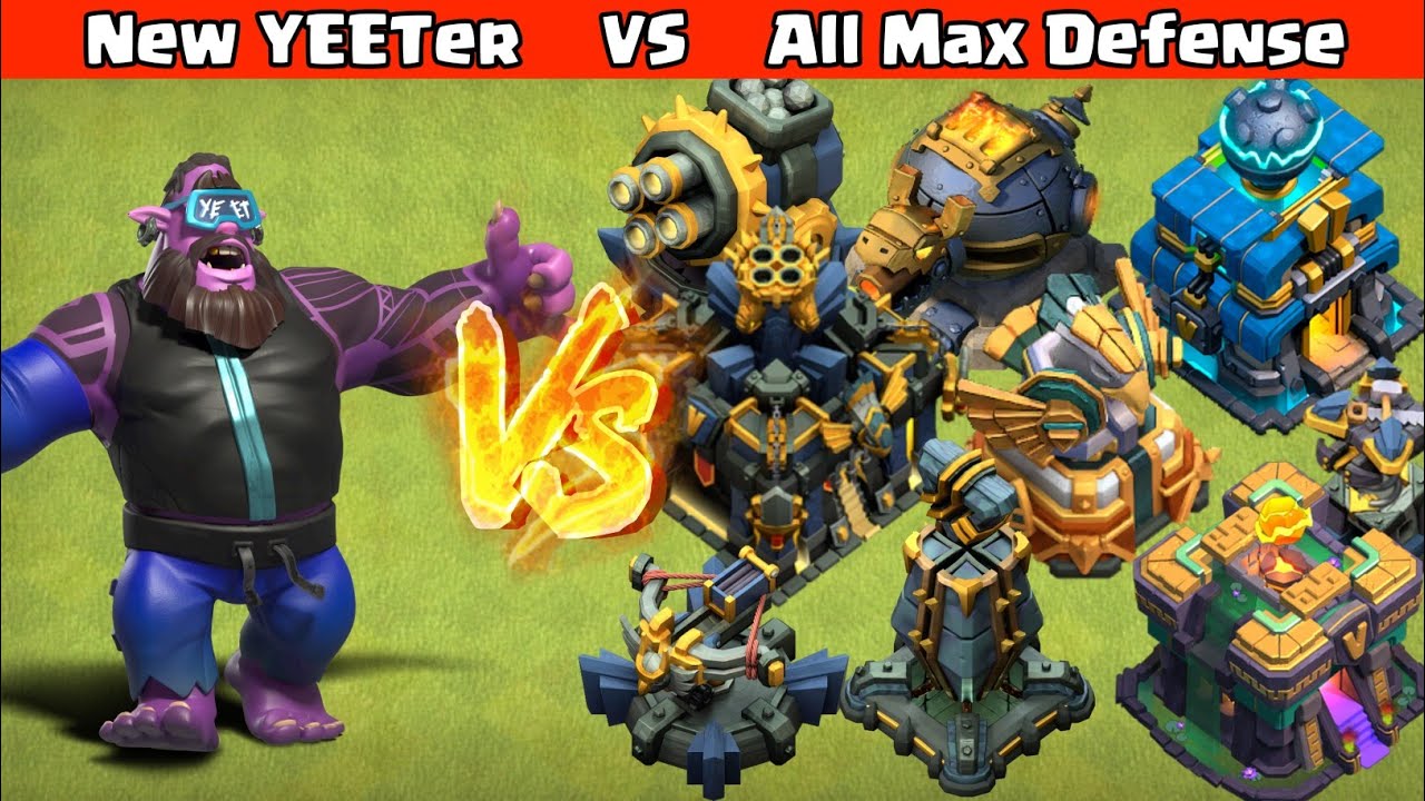 New Temporary Troop YEETer vs Every Max Defense single and Group! - Clash of Clans